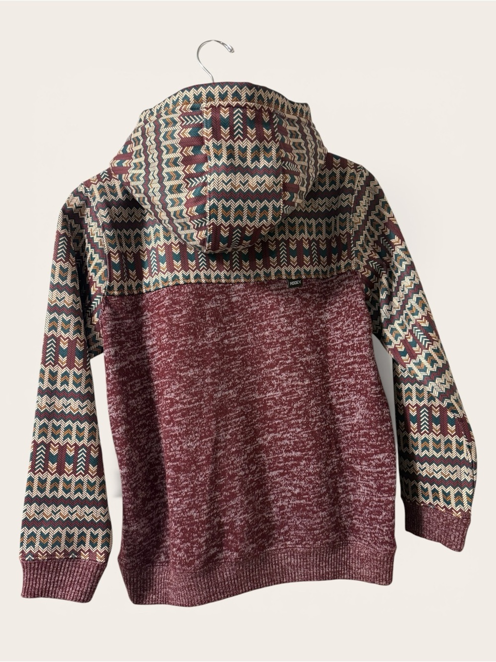 HOOEY Men's Maroon Jimmy Aztec Patterned Pullover Hoodie 0166 - Picture 4 of 12